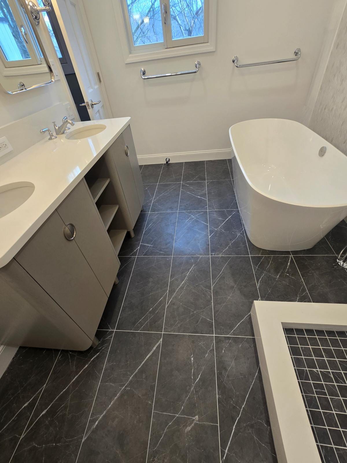 White bathroom with modern fixtures