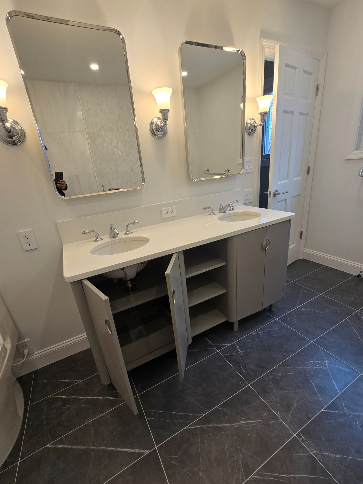 White bathroom with modern fixtures