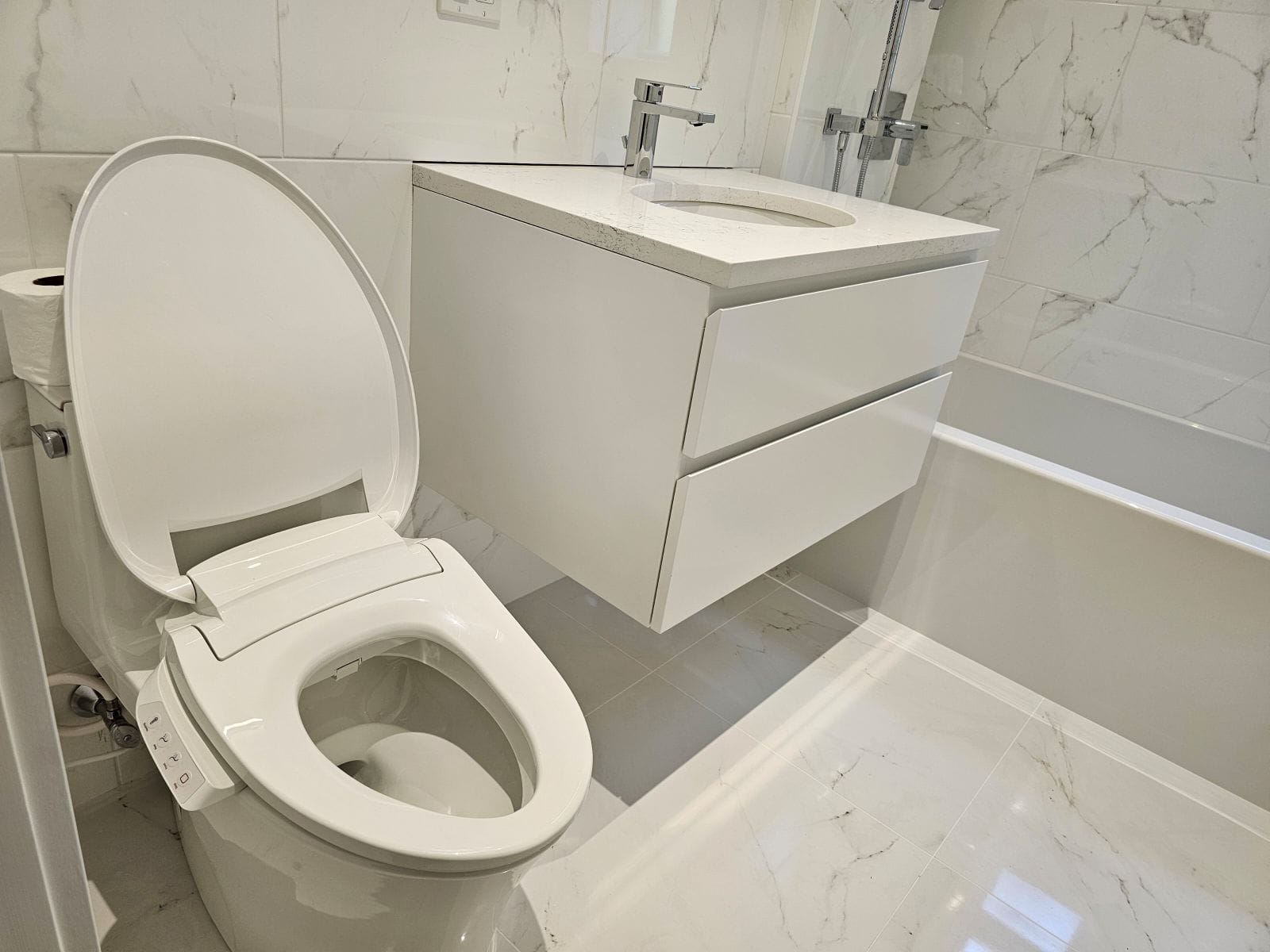 White bathroom with modern fixtures